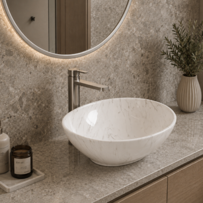 R1080a MIA CARRARA MARBLE ART BASIN 410x340x150MM