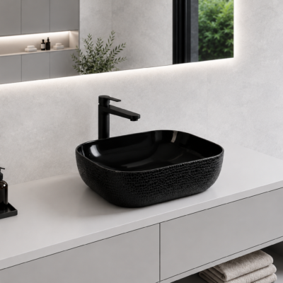 R1302c LEA BLACK ART BASIN 505x405x135MM