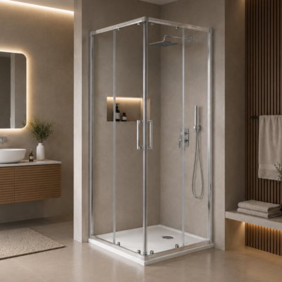 OR1000 CORNER ENTRANCE SHOWER CABIN CLEAR GLASS HEIGHT 200CM