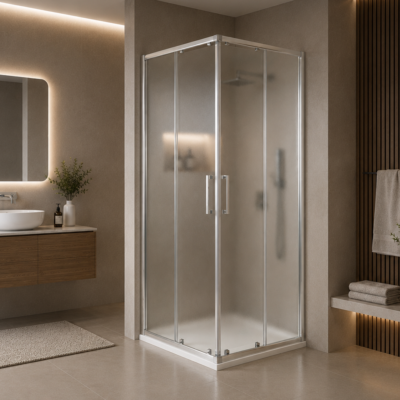 OR1100 CORNER ENTRANCE SHOWER CABIN FROSTED GLASS HEIGHT 200CM
