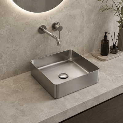 R1043 SILVER MATTE ART BASIN 37x37x12CM