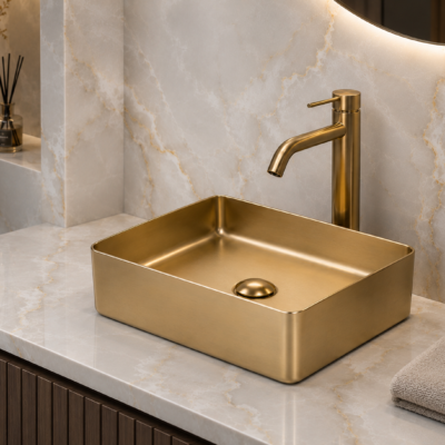 R1044g GOLD MATTE ART BASIN 37x37x12CM