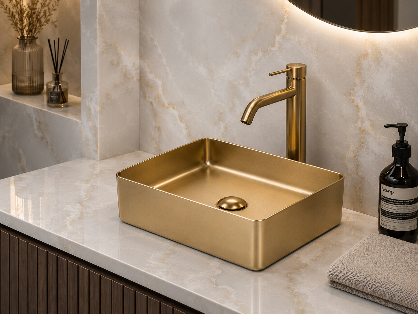 R1044g GOLD MATTE ART BASIN 37x37x12CM