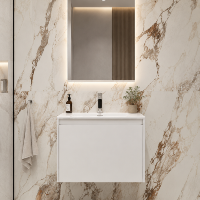 401BC1B BOGOTA 60 LAKA WHITE GLOSSY WALL HUNG CABINET WITHOUT BASIN 600×460x500MM