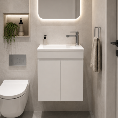 430BC1 ELLI LAKA WHITE GLOSSY WALL HUNG CABINET WITHOUT BASIN 550x340x520MM