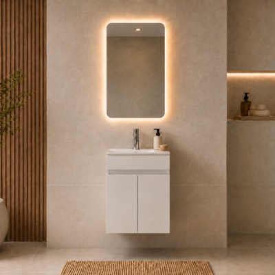 434BC1 YPERION LAKA WHITE GLOSSY WALL HUNG CABINET WITHOUT BASIN 500x460x520MM