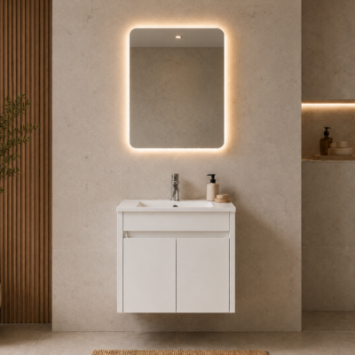 435BC1 YPERION LAKA WHITE GLOSSY WALL HUNG CABINET WITHOUT BASIN 600x460x520MM