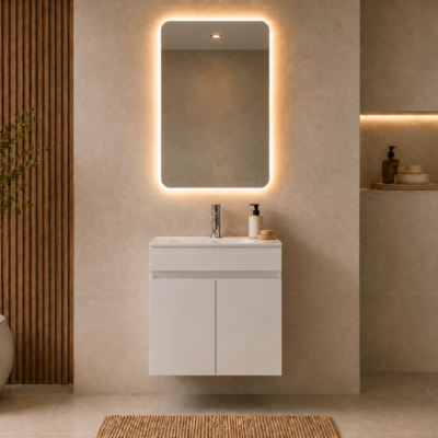 435BC1 YPERION LAKA WHITE GLOSSY WALL HUNG CABINET WITHOUT BASIN 600x460x520MM
