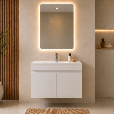 437BC1 YPERION LAKA WHITE GLOSSY WALL HUNG CABINET WITHOUT BASIN 800x460x520MM