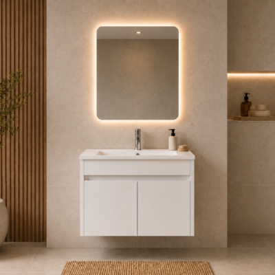437BC1 YPERION LAKA WHITE GLOSSY WALL HUNG CABINET WITHOUT BASIN 800x460x520MM