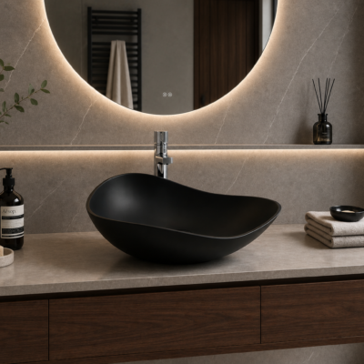DOM8270B BLACK MATTE ART BASIN 500x400x180MM