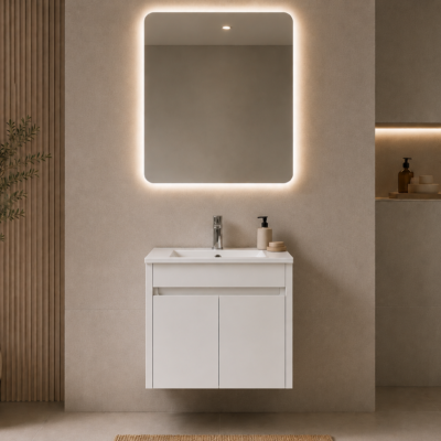 435BC1 YPERION LAKA WHITE GLOSSY WALL HUNG CABINET WITHOUT BASIN 600x460x520MM