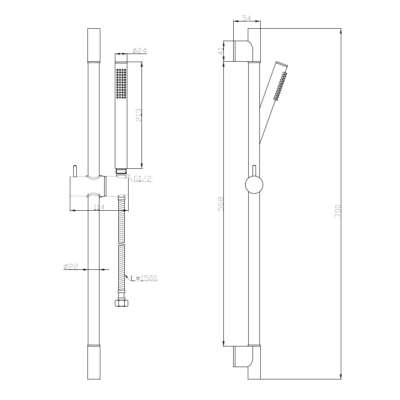 VG2064 BRUSHED GOLD SHOWER RAIL - Image 2