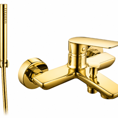 DEM9900Ta SLEEK BRIGHT BRASS BATHTUB MIXER WITH SHOWER KIT