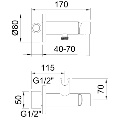 CL61974 TOUBKAL BRUSHED GUNMETAL CONCEALED 2-WAY SINGLE-LEVER SHOWER 1 FUNCTION SHATTAF  - Image 2