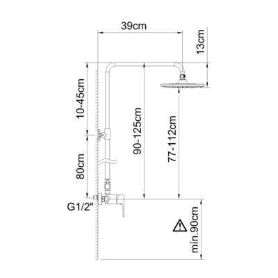 CL62124 GO!2 BLACK MATTE EXTENTABLE WALL SHOWER SET MIXER - Image 2