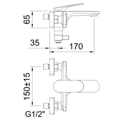 CL62251 VELVET III BRUSHED GUNMETAL SINGLE-LEVER BATH-SHOWER MIXER - Image 2