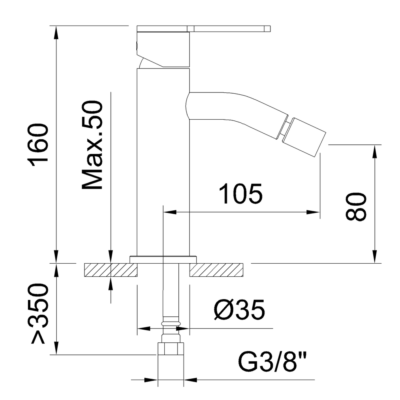 CL62314 NEXUS BRUSHED GUNMETAL SINGLE-LEVER BIDET MIXER - Image 2