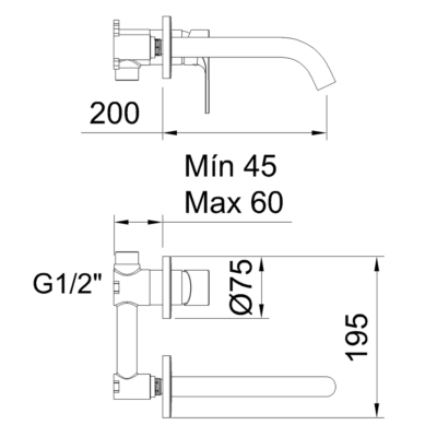 CL62444 ROCKET BLACK MATTE CONCEALED BASIN MIXER - Image 2