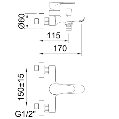 CL62554 ROCKET GUNMETAL BATH-SHOWER MIXER - Image 2