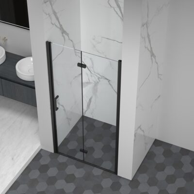 OR2400 BI-FOLD SHOWER DOOR CLEAR GLASS WITH BLACK FRAME HEIGHT 200CM