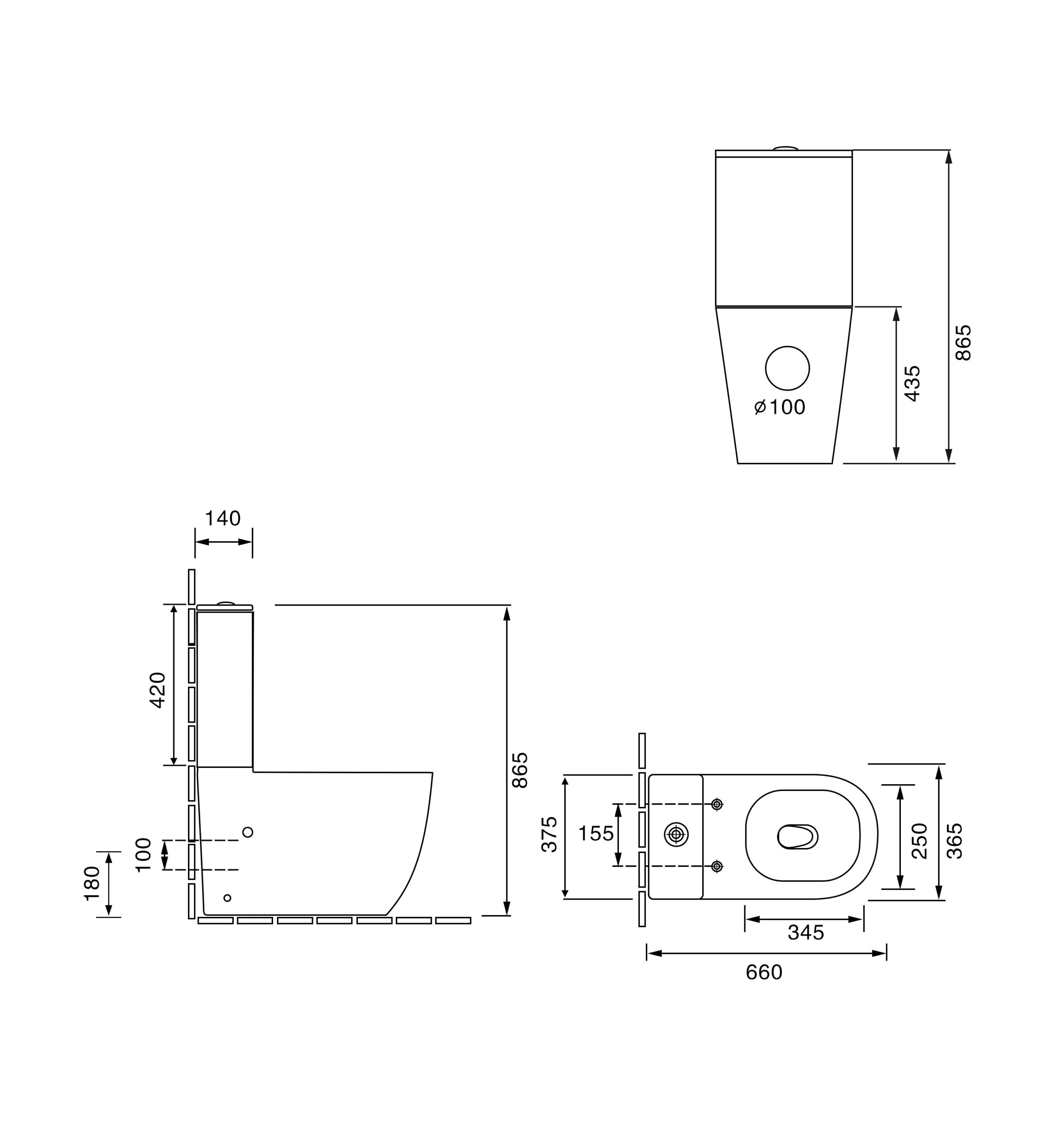 BL044 TORNADO ROUND COMPLETE SET TOILET P-TRAP 180MM / S-TRAP 220MM - Image 2