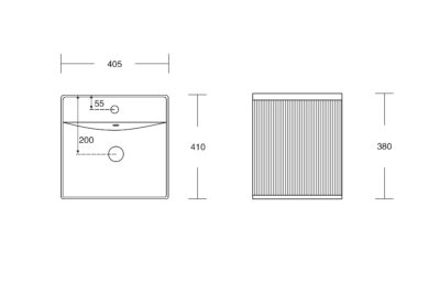 R1308 WHITE WALL HUNG ART BASIN 400x400x380MM - Image 2
