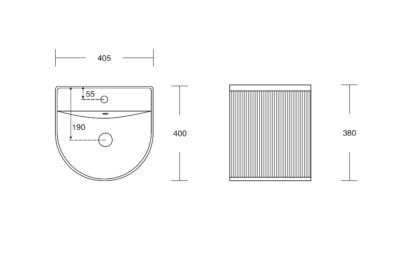 R1309 WHITE WALL HUNG ART BASIN 400x400x380MM - Image 2
