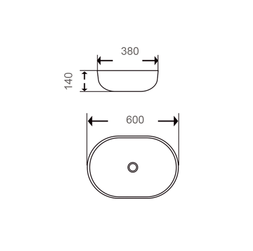 TAI2155 WHITE ART BASIN 600x380x140MM - Image 2