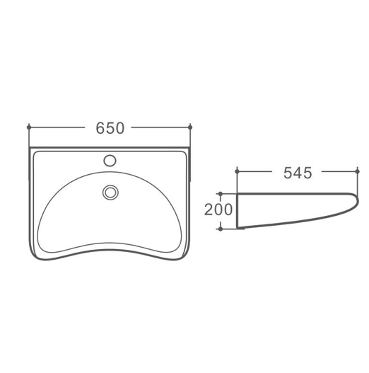 TAI002 WHITE BARRIER-FREE BASIN 650x545x200MM - Image 2