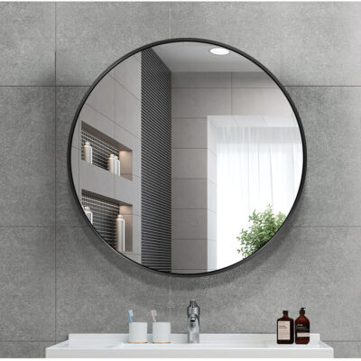 KOD1013a ROUND MIRROR WITH BLACK ALUMINIUM FRAME ⌀600MM 