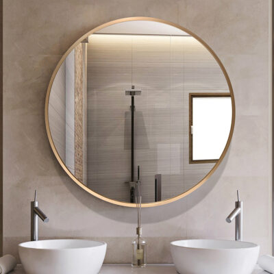 KOD1014a ROUND MIRROR WITH GOLD ALUMINIUM FRAME ⌀600MM 