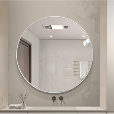 KOD1015a ROUND MIRROR WITH SILVER ALUMINIUM FRAME ⌀600MM