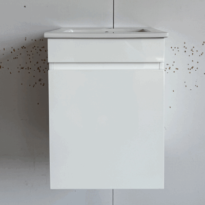 449BC1 EMILY LAKA WHITE GLOSSY HANDLESS WALL HUNG CABINET WITHOUT BASIN 410x410x540MM