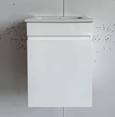 449BC1 EMILY LAKA WHITE GLOSSY HANDLESS WALL HUNG CABINET WITHOUT BASIN 410x410x540MM