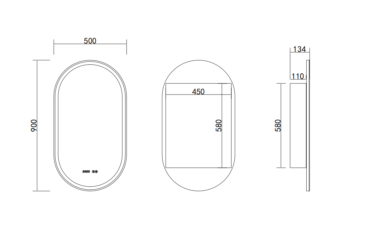 KOD23117 DEFROST CABINET MIRROR 500x134x900MM - Image 2
