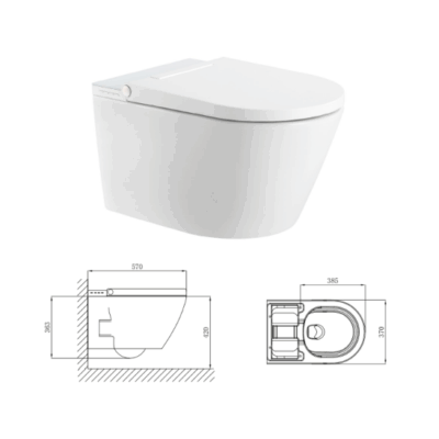 BL8410 ROUND RIMLESS COMPLETE WALL HUNG SMART TOILET - Image 2