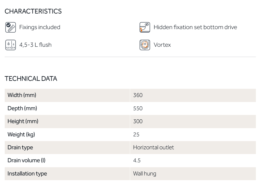 DOL103 MIRTO ROUND WALL HUNG VORTEX TOILET WHITE - Image 3