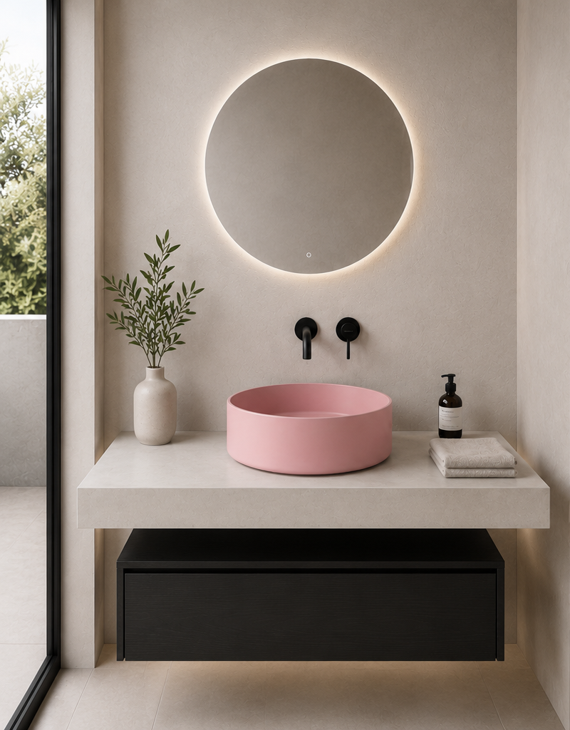 DOLD310565 NOEMI PINK ROUND BASIN 44X44X16CM