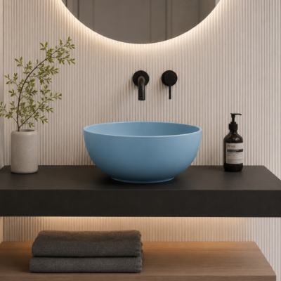 DOLD310671 NOEMI SKY BLUE ROUND BASIN 44X44X18CM