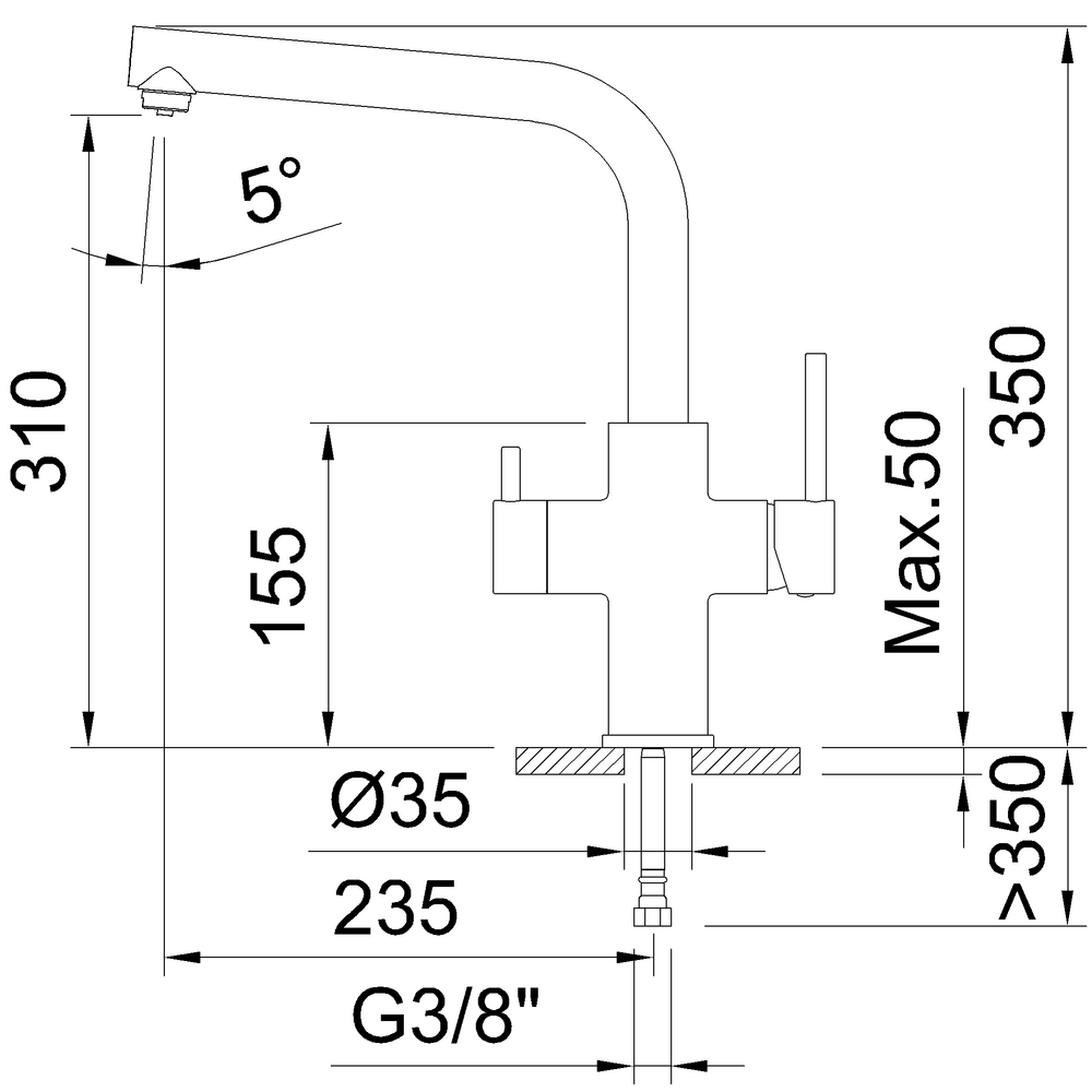 CL61102BL CHROME 3-WAY SINGLE LEVER KITCHEN MIXER - Image 3