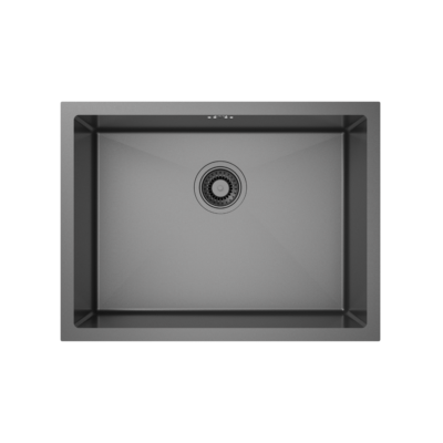 EVO110GM CUBE BRUSHED GUNMETAL BLACK UNDERMOUNT KITCHEN SINK 60x45x22CM