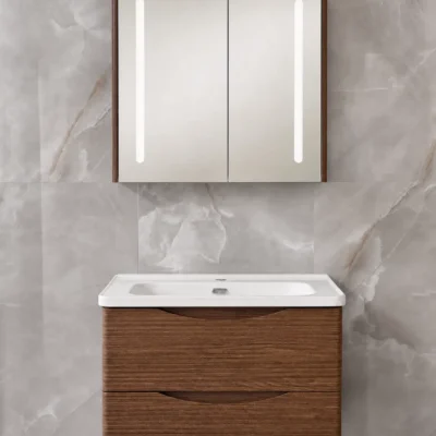 SHO0002 ELEKTRA 801 WALL HUNG BASIN FURNITURE WITH BASIN AND LED ANTI-FOG MIRROR 800X500X515