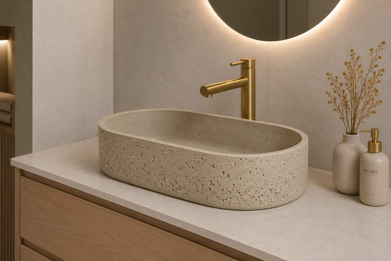 R1307a BROWN CONCRETE ART BASIN 510x360x130MM - Image 2