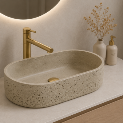 R1307a BROWN CONCRETE ART BASIN 510x360x130MM