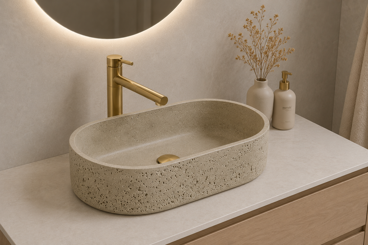 R1307a BROWN CONCRETE ART BASIN 510x360x130MM