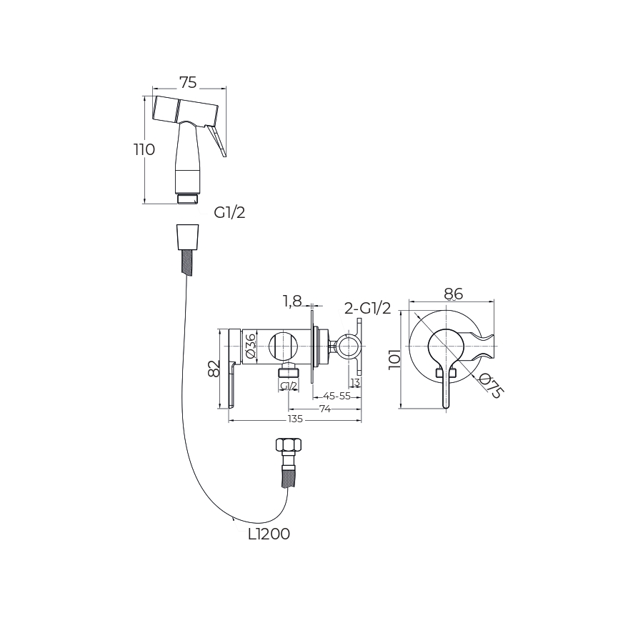 MRK68572-E ERA COPPER BUILT-IN SINGLE LEVER BIDET MIXER - Image 2
