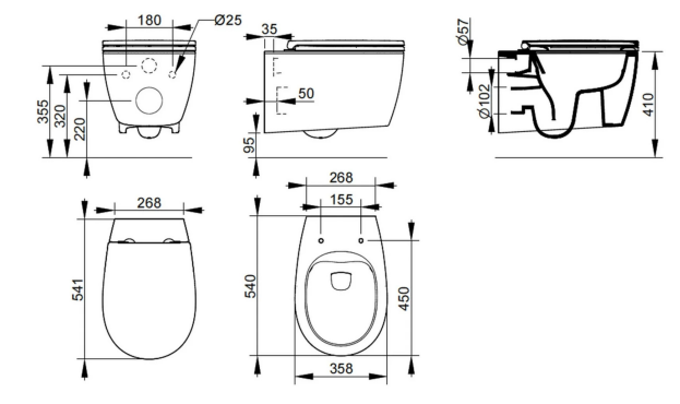 DOL110 DEMY WALL HUNG RIMLESS BOWL WHITE - Image 2